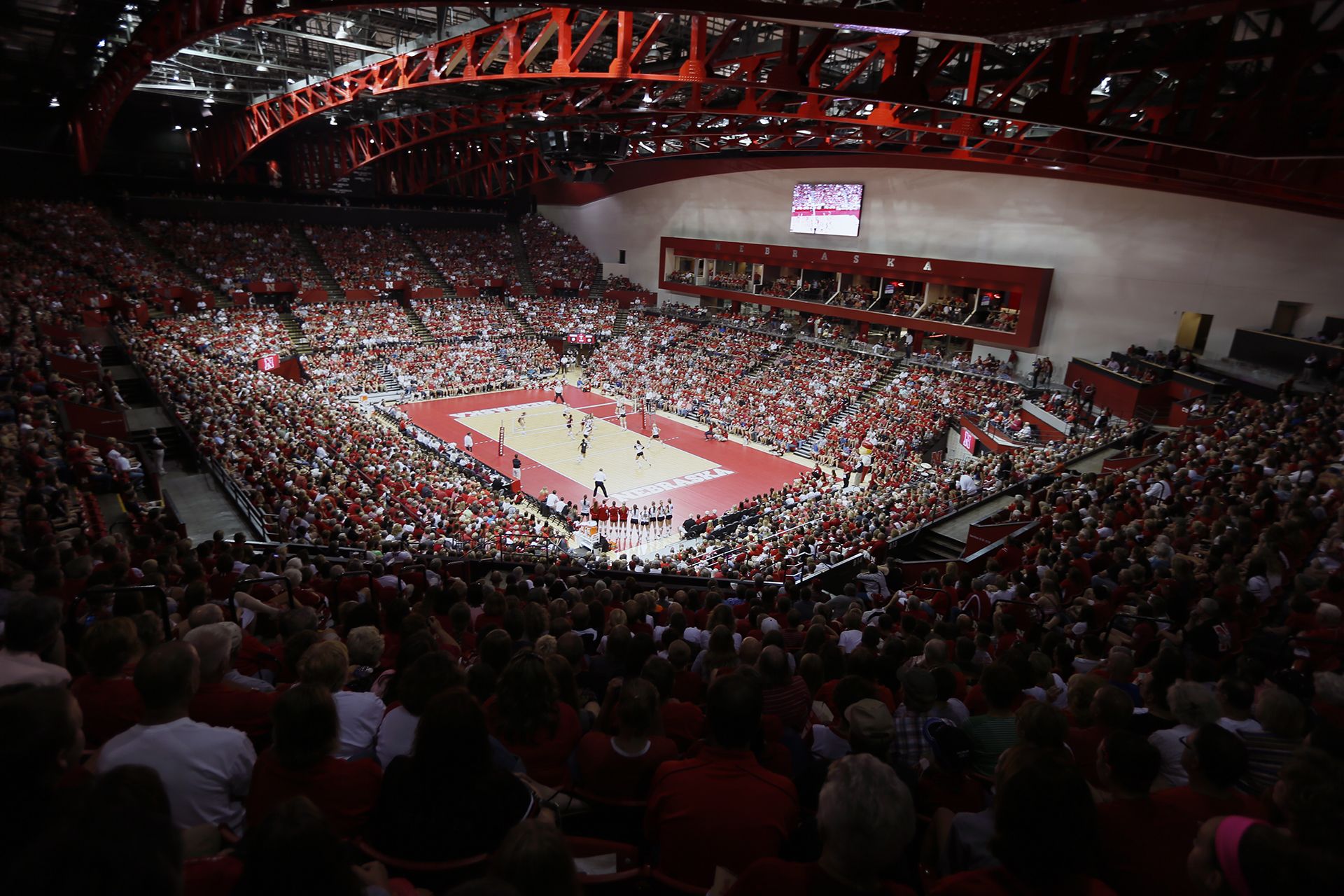 Fans enjoying a volleyball game held at the Bob Devaney Sports Center